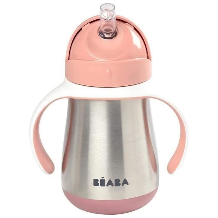 BEABA, Biberon/Tasse d'apprentissage /Gourde Bébé 2 en 1 Inox, Tasse