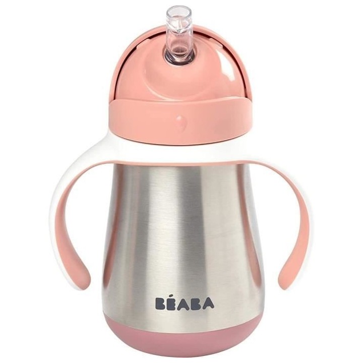 BEABA, Biberon/Tasse d'apprentissage /Gourde Bébé 2 en 1 Inox, Tasse