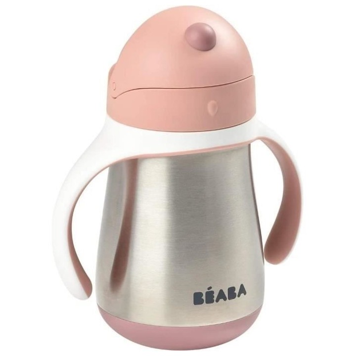 BEABA, Biberon/Tasse d'apprentissage /Gourde Bébé 2 en 1 Inox, Tasse