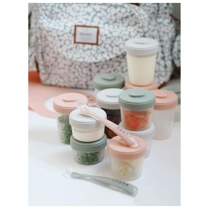 Pack 1er repas BEABA - Portions clip de conservation - Eucalyptus - 12