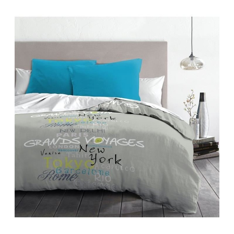 GRANDS VOYAGES Parure de couette Microfibre - Gris - 220x240 cm