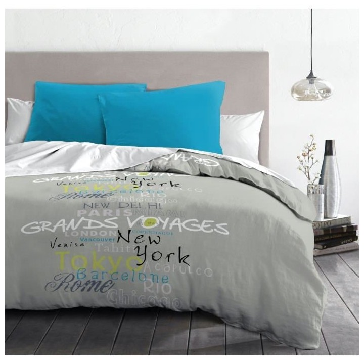 GRANDS VOYAGES Parure de couette Microfibre - Gris - 220x240 cm