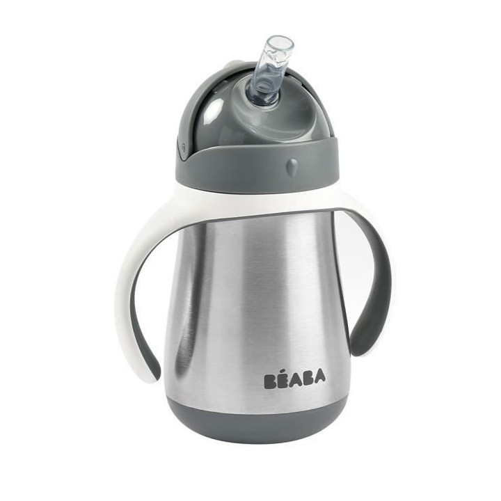BEABA, Biberon/Tasse d'apprentissage/Gourde Bébé 2 en 1, Tasse Paill