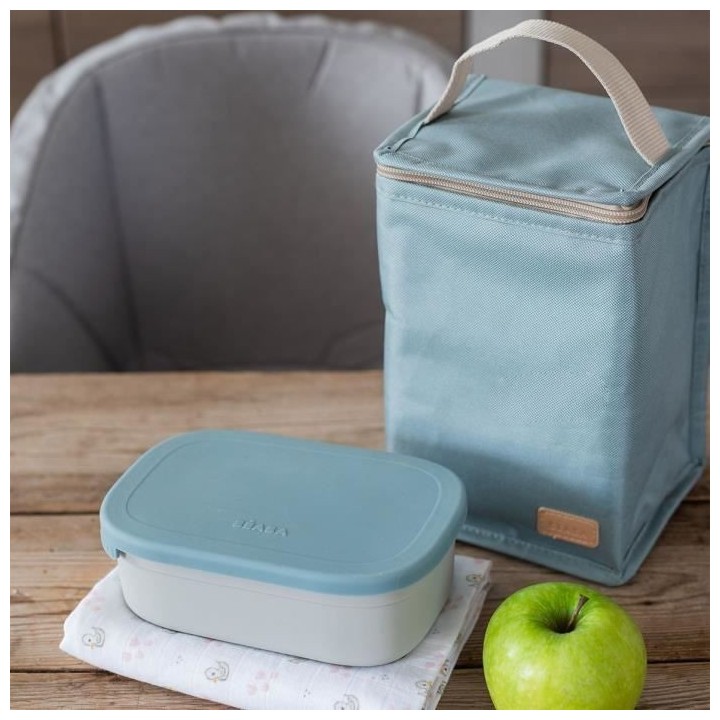 BEABA, Boîte repas enfant en inox, couvercle en silicone et housse de