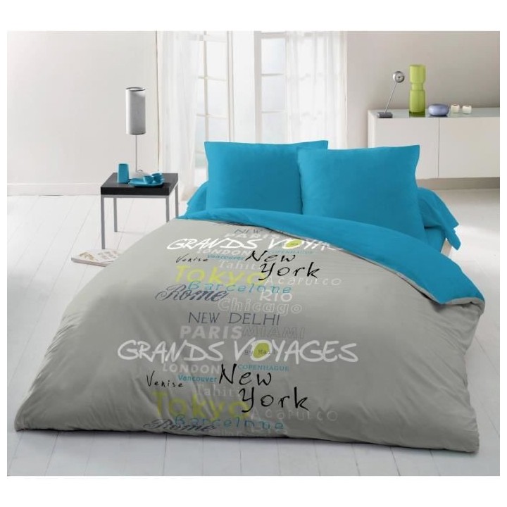 GRANDS VOYAGES Parure de couette Microfibre - Gris - 220x240 cm