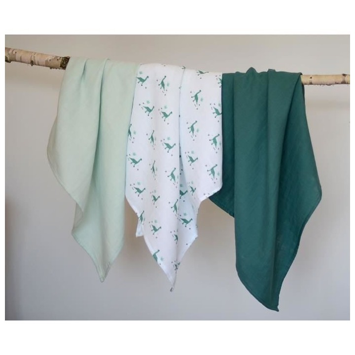 Lot de 3 Langes en Coton Jurassique - Béaba