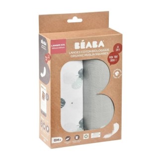 BEABA Lot de 2 langes bébé en mousseline de coton biologique, multi-