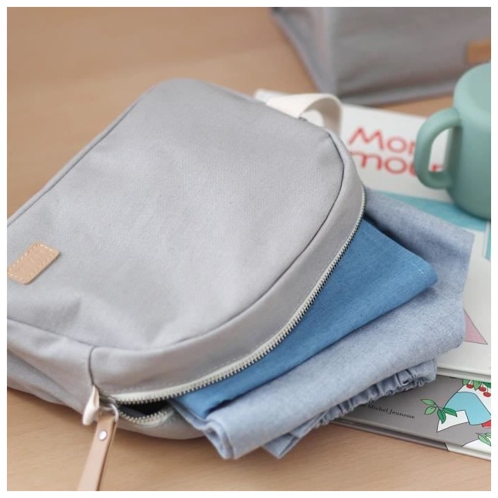 BEABA, Trousse de toilette bébé canvas gris perle