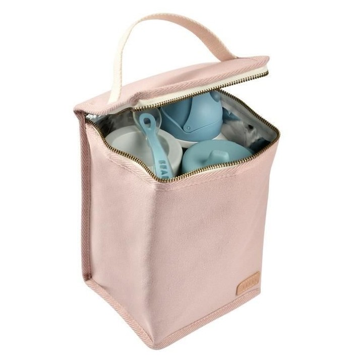 BEABA, Pochette repas bébé, isotherme, rose poudré