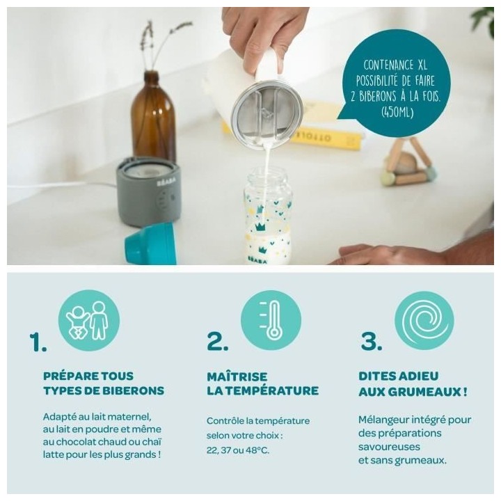 BEABA, Milkprep, préparateur de biberons, white grey EU