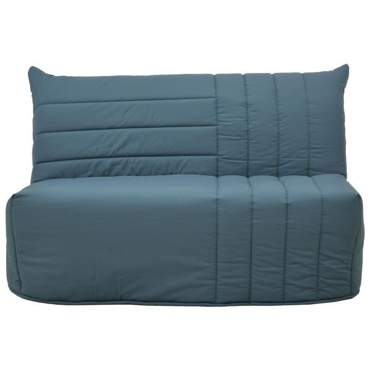 Banquette BZ 2 places BECCI - Tissu bleu de prusse - Matelas Bultex -