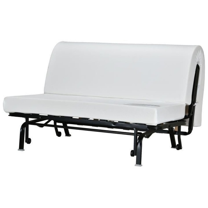 Banquette BZ 2 places BECCI - Tissu bleu de prusse - Matelas Bultex -