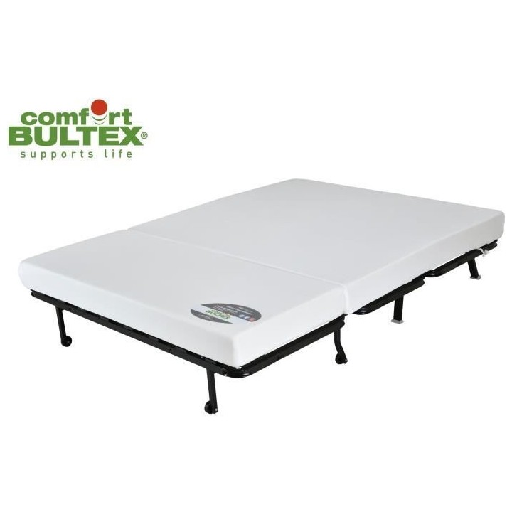 Banquette BZ 2 places BECCI - Tissu bleu de prusse - Matelas Bultex -