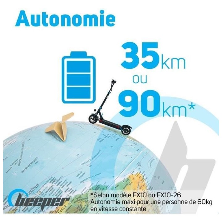 Trottinette électrique avec alarme 10 Pouces - BEEPER - MAX FX10-G2-8