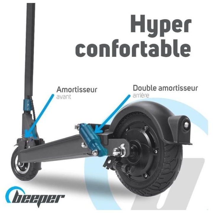 Trottinette electrique SPEED FX8-G2-10 - BEEPER - Roues 8 - 350W - Noi