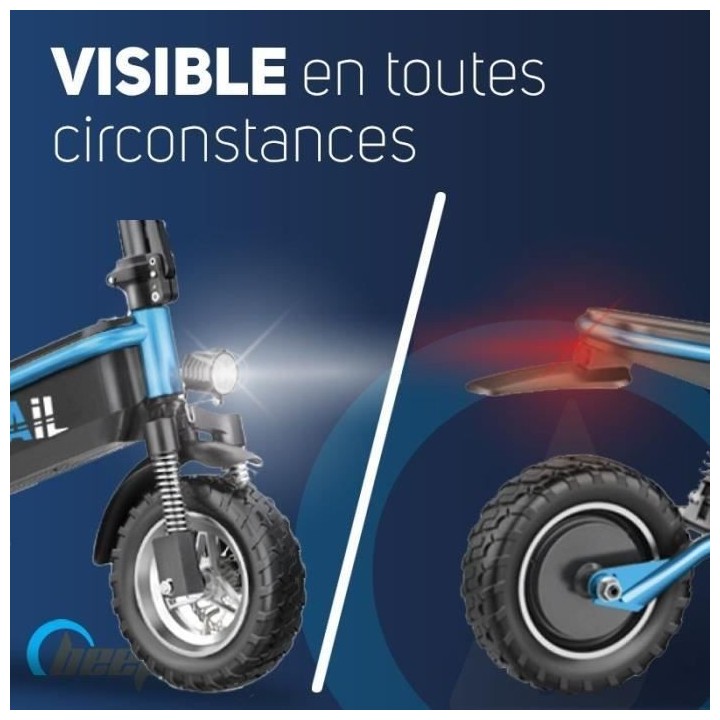 Trottinette électrique tout-terrain - BEEPER - Cross - 500W - 10- 48V