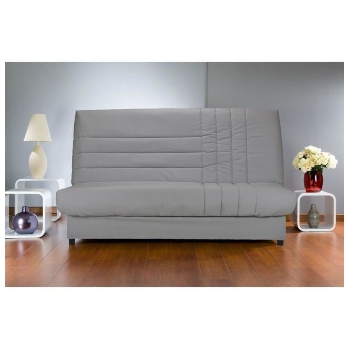 COMFORT BULTEX Banquette clic-clac 3 places - Tissu gris - Made in Fra
