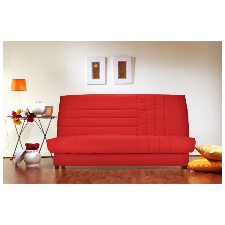 COMFORT BULTEX Banquette clic-clac 3 places - Tissu rougeL 192 x P 95