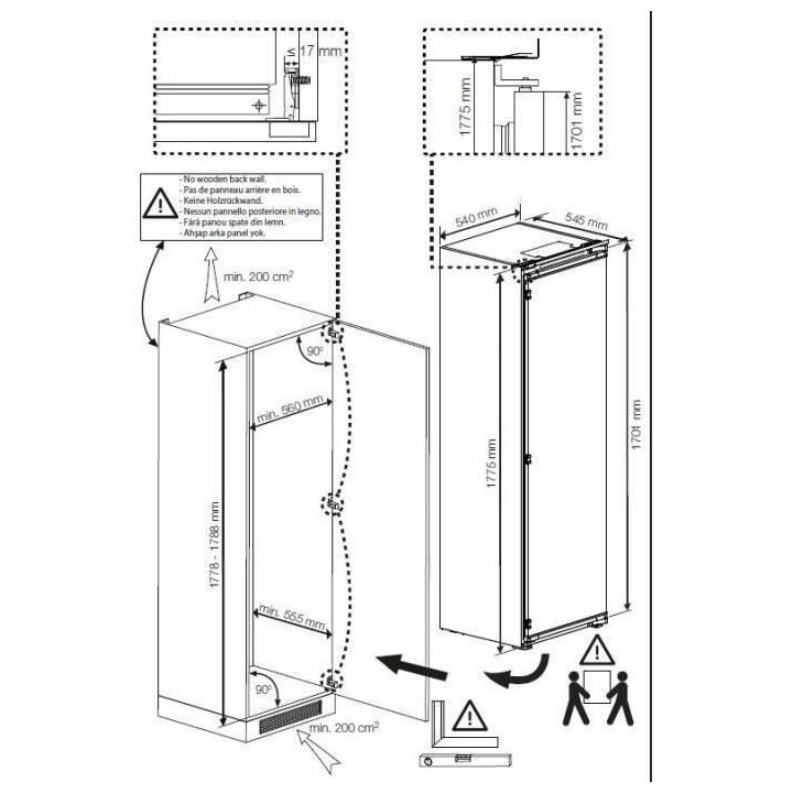 Congélateur armoire intégrable BEKO BFNA247E40SN - 220L - Blanc