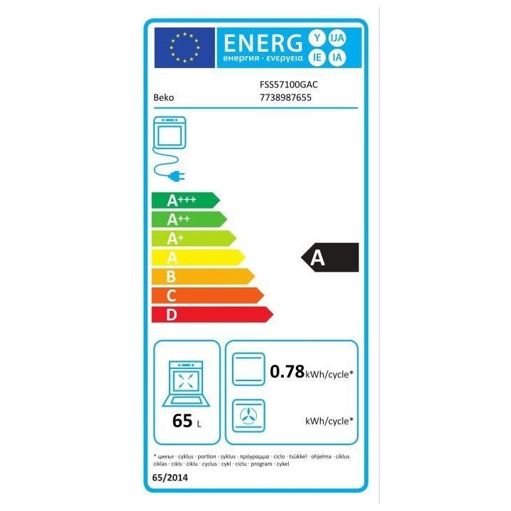 Cuisiniere pose libre BEKO FSS57100GAC - 4 foyers vitrocéramiques - F