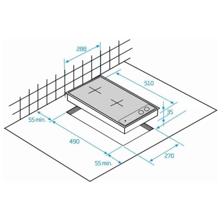 Table vitrocéramique BEKO HDCC32200X - 2 foyers - Commandes tactiles