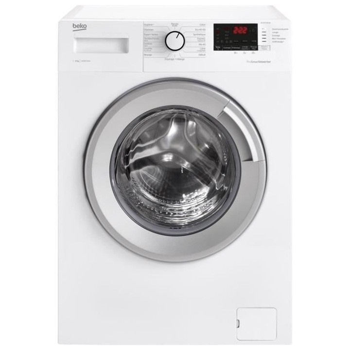 Lave-linge hublot BEKO WTV9712BS1W - 9 kg - Induction - L60cm - 1400 t