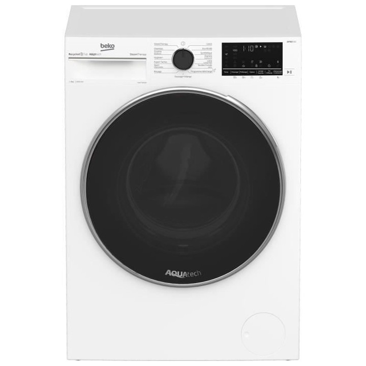 Lave-linge hublot BEKO B5WFT59418W - 9 kg - Induction - 1400 trs/min -
