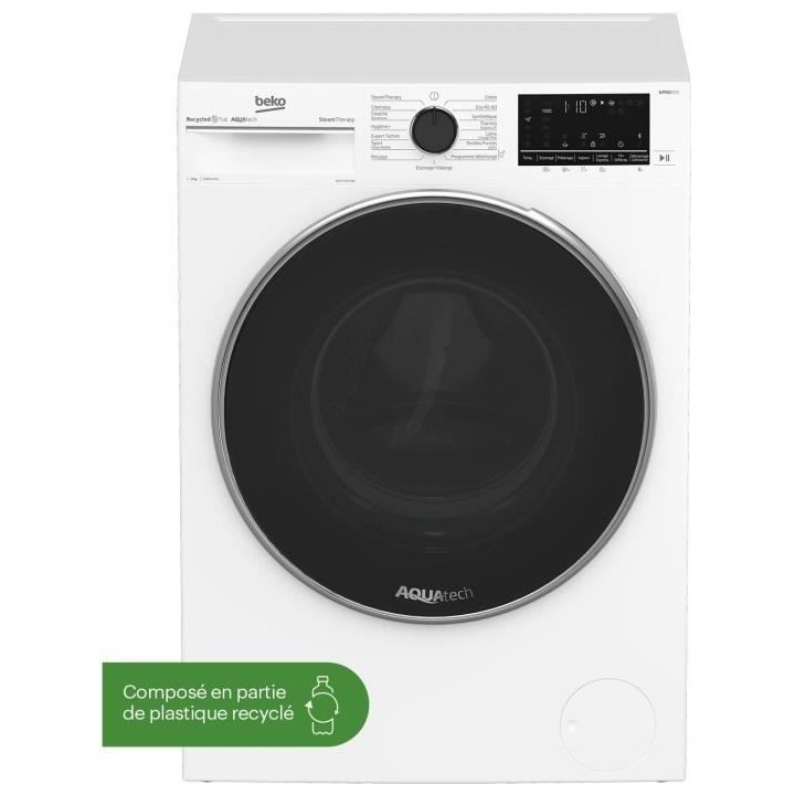 Lave-linge hublot BEKO B5WFT59418W - 9 kg - Induction - 1400 trs/min -