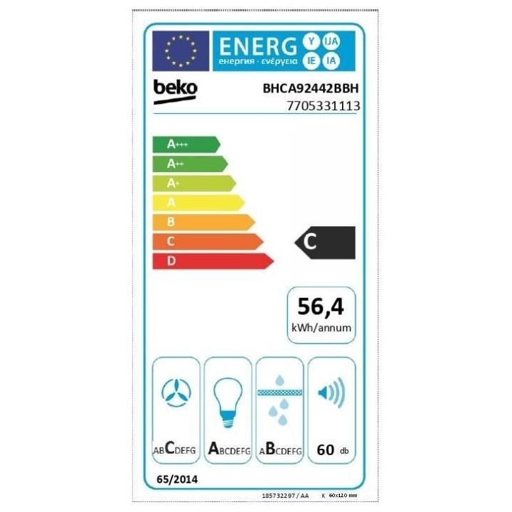 Hotte murale BEKO BHCA92442BBH - 90 cm