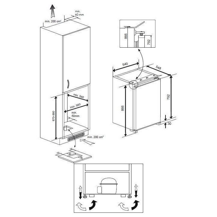 Réfrigérateur BEKO - B1854N - Table top - intégrable - 110 L (97L+1