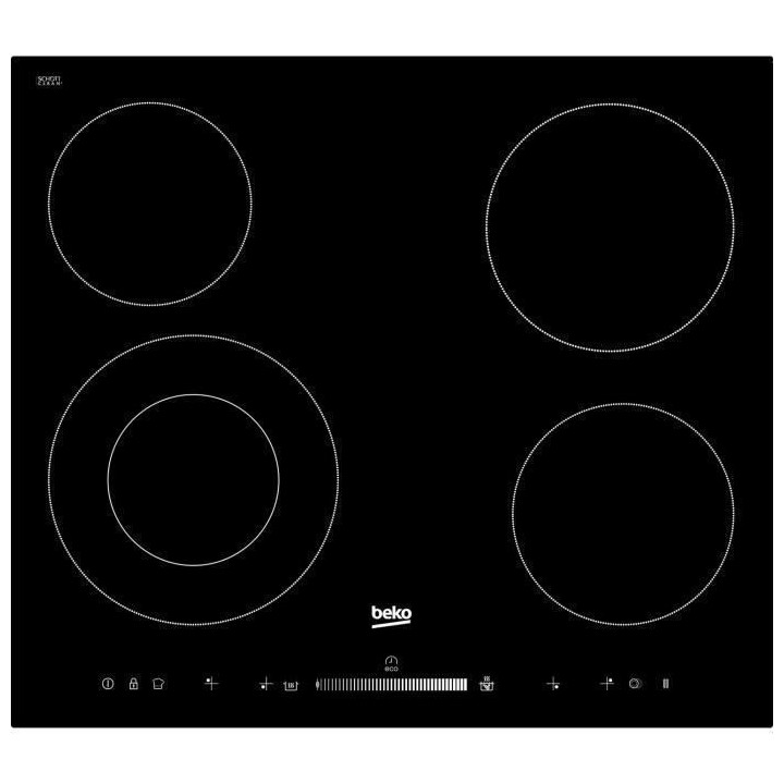 Plaque de cuisson vitrocéramique BEKO HIC64502T - 4 foyers Hi-Light -