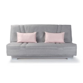 COMFORT BULTEX Banquette clic clac - Tissu Gris + Coussins déco rose