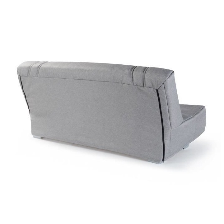 COMFORT BULTEX Banquette clic clac - Tissu Gris + Coussins déco rose