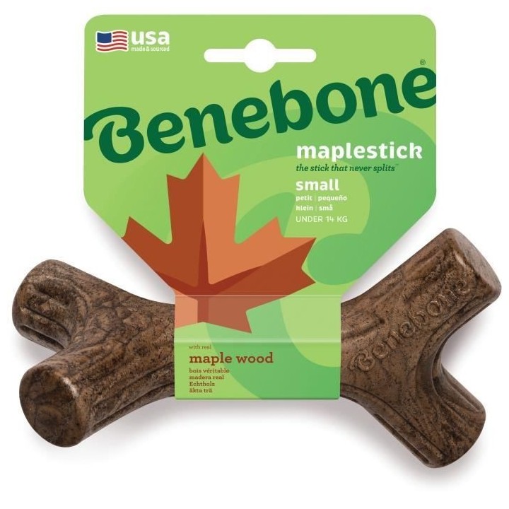 Benebone Jouet bâton a mâcher pour chien adulte, Taille S, saveur ba