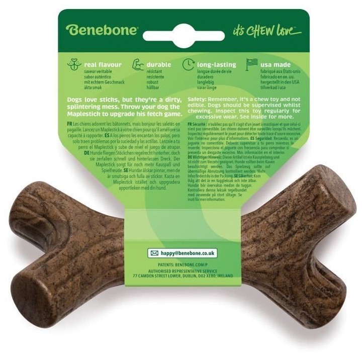 Benebone Jouet bâton a mâcher pour chien adulte, Taille S, saveur ba