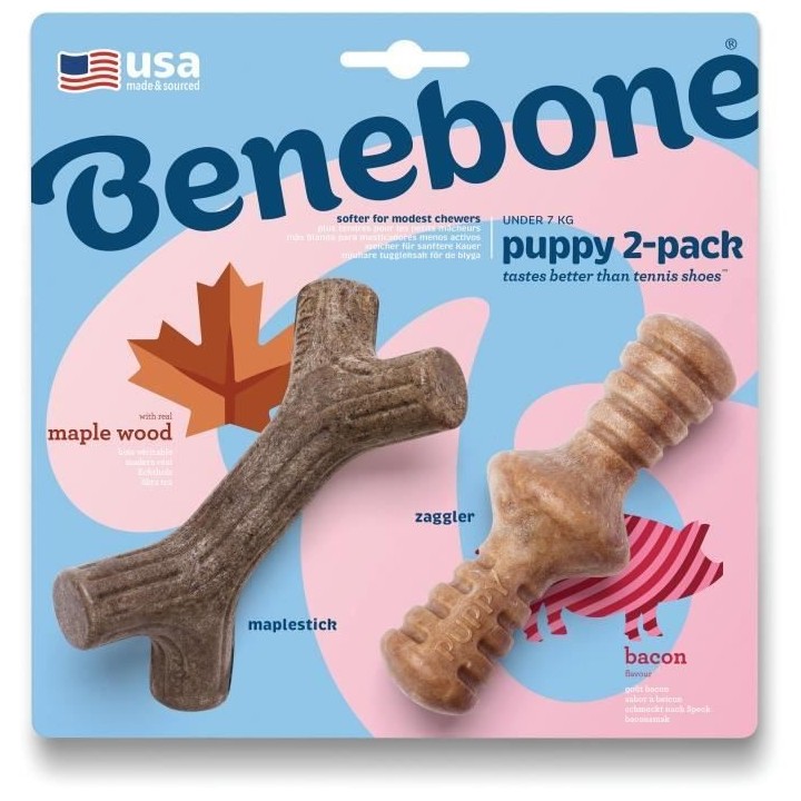 Benebone Puppy Lot de 2 Jouets a mâcher pour chiots durables saveur b