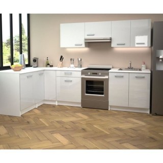 START Cuisine complete d'angle - Mélaminé blanc - Façade polymere b