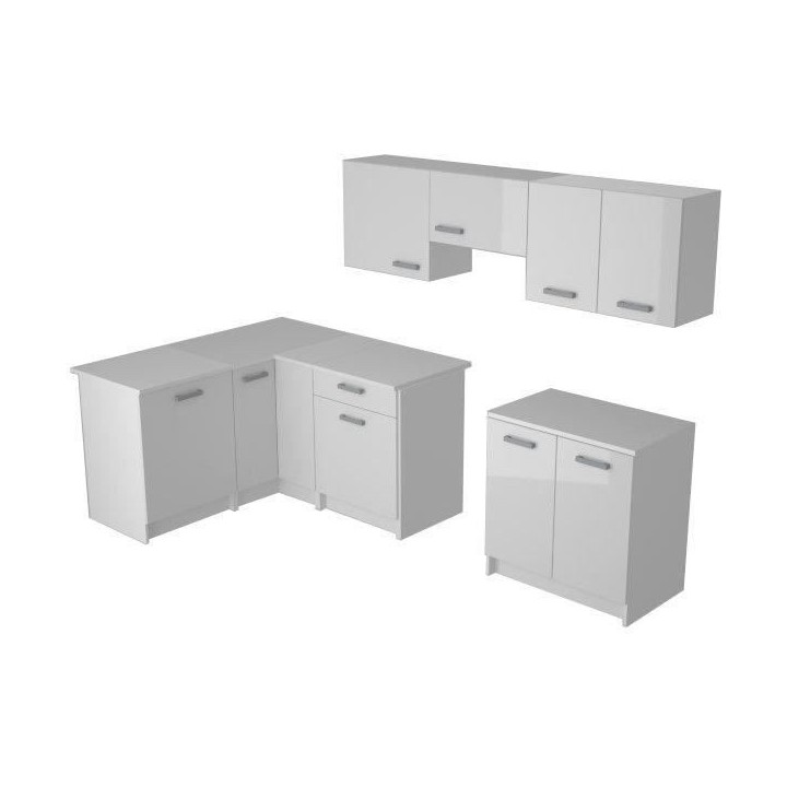 START Cuisine complete d'angle - Mélaminé blanc - Façade polymere b