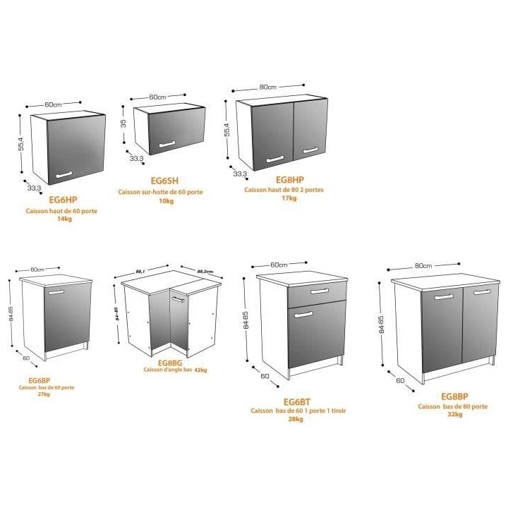 START Cuisine complete d'angle - Mélaminé blanc - Façade polymere b