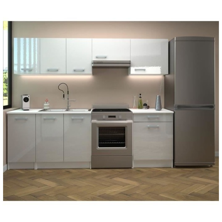 START Cuisine complete - Mélaminé blanc - Façade polymere blanc bri