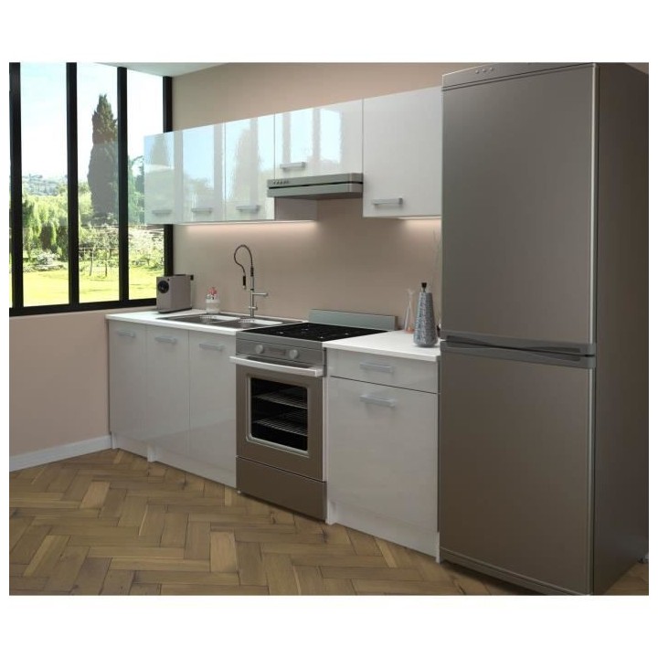START Cuisine complete - Mélaminé blanc - Façade polymere blanc bri