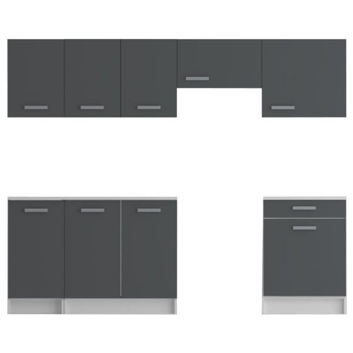 START Cuisine complete - Mélaminé blanc - Façade polymere gris bril