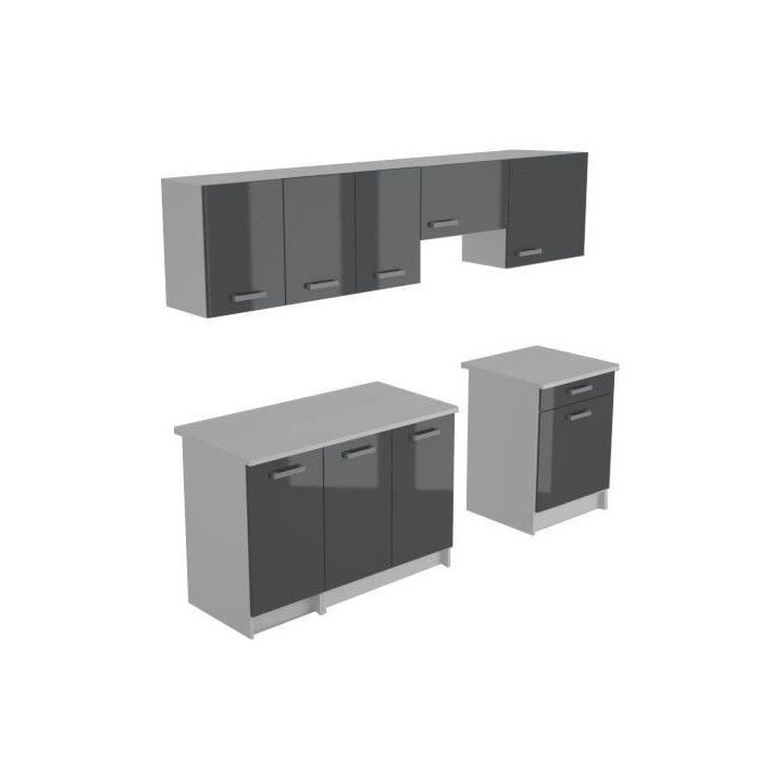 START Cuisine complete - Mélaminé blanc - Façade polymere gris bril