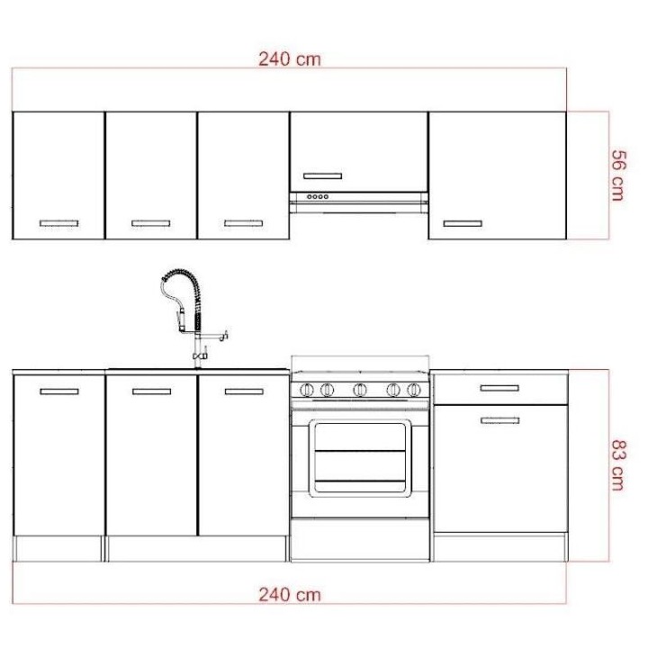START Cuisine complete - Mélaminé blanc - Façade polymere gris bril