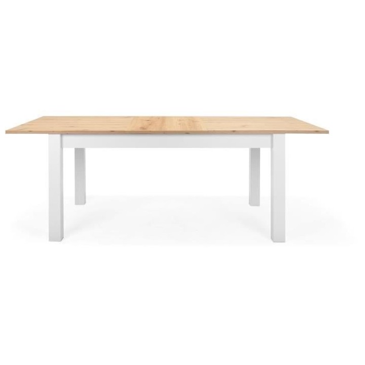 Table a manger extensible BERGEN - Décor chene artisan et blanc - Ral
