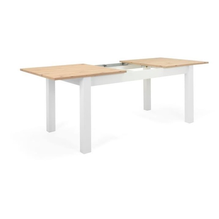 Table a manger extensible BERGEN - Décor chene artisan et blanc - Ral