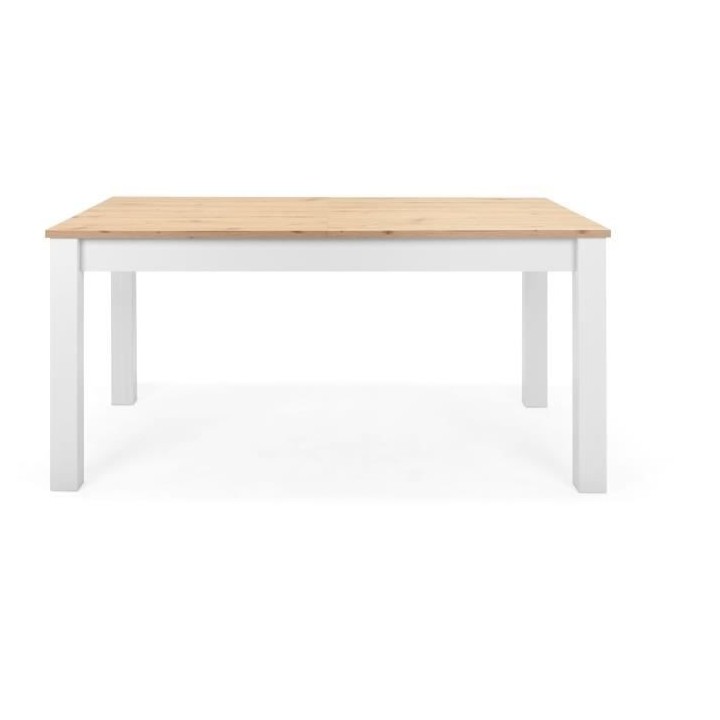 Table a manger extensible BERGEN - Décor chene artisan et blanc - Ral