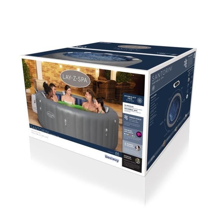 Spa gonflable BESTWAY - Lay-Z-Spa Santorini - 5 a 7 places -Rond (Livr