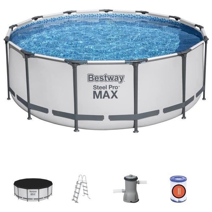 Kit Piscine hors sol tubulaire BESTWAY Steel Pro Max - 396 x 122 cm -