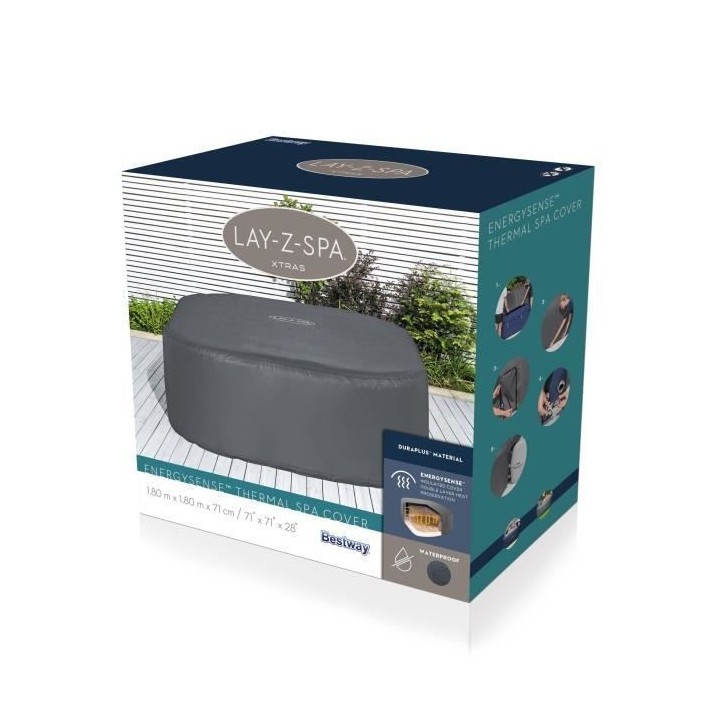 Couverture thermique pour spa carré Bestway 1,80m x 1,80m x 71cm - En